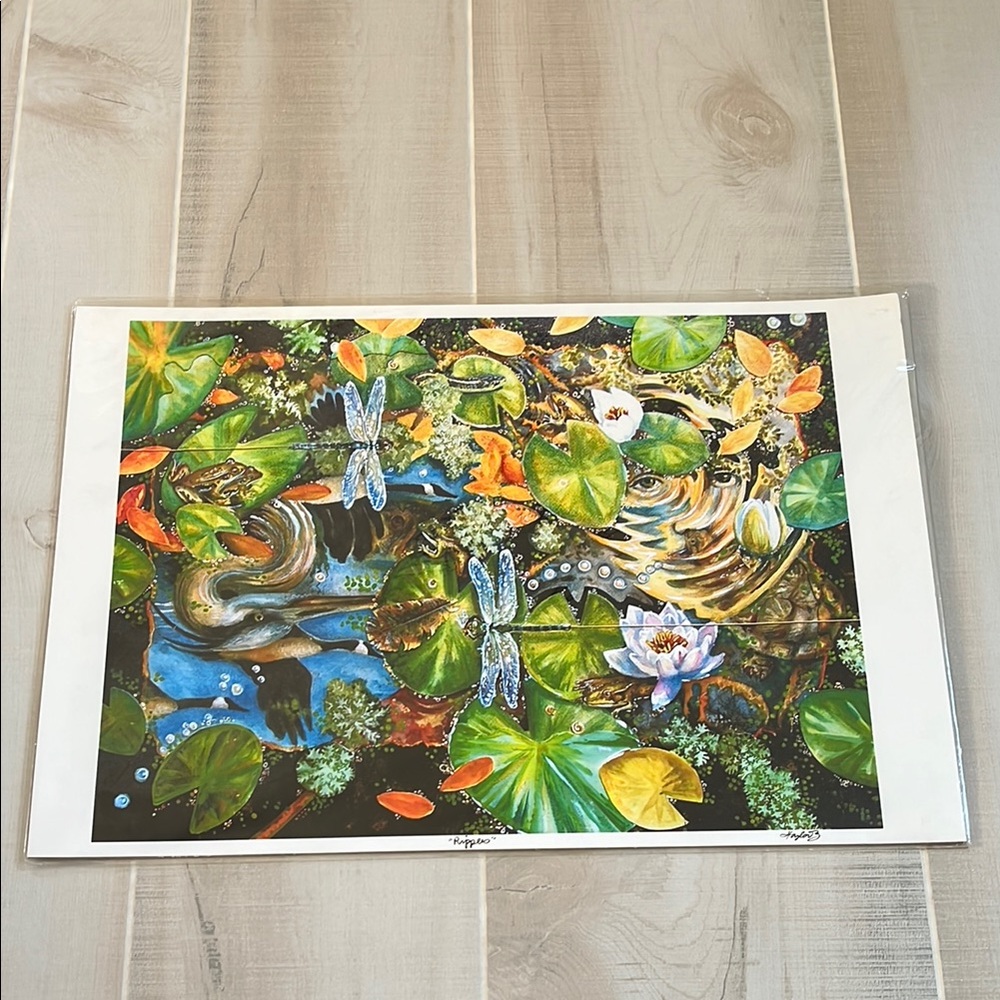 Vibrant Green and Blue Fantasy Springtime Glicee Mixed Media Print